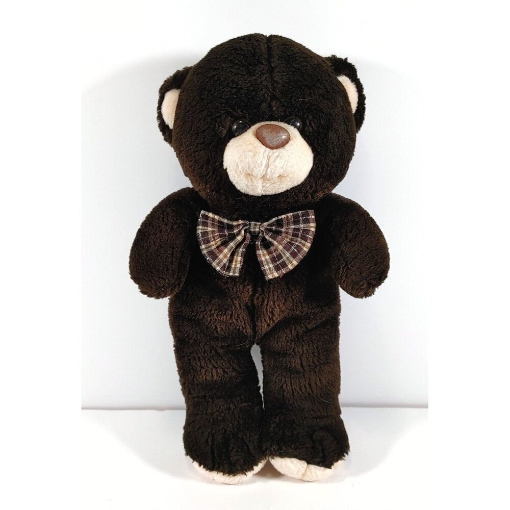 Goffa International Plush Brown Teddy Bear w/Bow 14” Stuffed  Animal